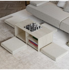 Resim Gord Minderli Orta Sehpa Oyun Ve Dinlenme Alanı İçin Fonksiyonel Tasarım Traverten 