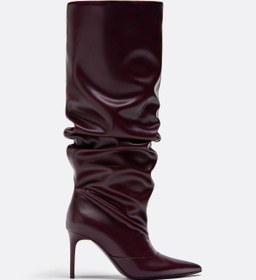 Resim Stradivarius Suni deri slouchy kesim topuklu çizme 