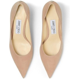 Resim Jimmy Choo Kadın Babet Pembe Süet Topuklu Ayakkabı Acı Kahverengi 