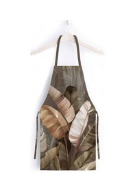 Resim Tropikal Yaprak Tasarımlı Mutfak Önlüğü Keten Kumaş, Uluslararası Yıkama Ve Solmama Sertifikası Çok Renkli 