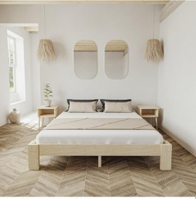 Resim Soft Model Doğal Çam Ahşap Karyola-13 160 x 200 CM 