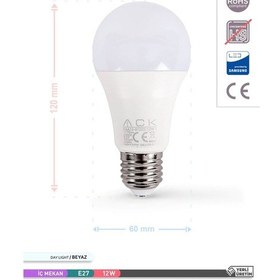 Resim ACK LED A60 Ampul 6500K Beyaz Işık 220V 12W E27 