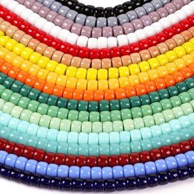 Resim Lomuine Cam Boncuklar Takı Yapımı İçin - 8x6mm Kova Şekli, Çeşitli Renkler, DIY El Sanatları Malzemeleri, Bileklik, Kolyeler, 15 İnç İp 