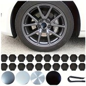 Resim Xuweiwei 24 Parça Tesla Model 3 S Y Jant Kapakları Matte Silvery Logo Merkez Kapak Aksesuarları 