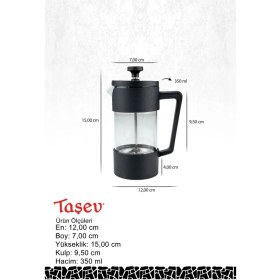 Resim PremiumPort Siyah French Press 350 Ml, Pratik ve Şık Kahve Demleme Aracı 