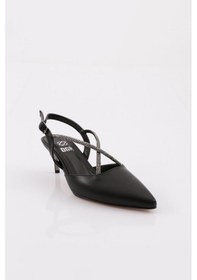 Resim Dgn Pm221-k709 Kadin Kisa Topuk Sivri Burun Topuklu Ayakkabi PM221-K709-1211-R4864 Siyah Cilt 