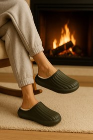 Resim Beyond Unisex Haki Homey İçi Yumuşacık Kürklü Su Geçirmez Kışlık Ev Terliği 3cm BYNDHFAY01 - HAKİ / 3 
