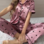 Resim Kadife Aşk Baskılı Pijama Takımı 