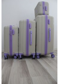 Resim Honeysuitcase Unisex Krem Lila 4 Valiz Krem - Lila 