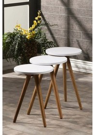 Resim Uslucan Alışveriş Zigon Sehpa Ve Orta Sehpa Set Ahşap Kr Torna Beyaz Çok Renkli 