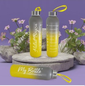 Resim Kişiye Özel Renkli 750 Ml Motivasyon Cam Su Matarası Hk2709 001 