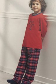 Resim Blackspade 5569-çocuk Pijama Takımı-üst Polar,alt Pamuk Kumaş -kırmızı 