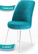 Resim Canisa Concept Dexa Serisi, Üst Kalite Yemek Odası Sandalyesi, Metal Beyaz Iskeletli, 4 Turkuaz Adet 