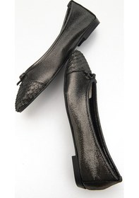 Resim Luvishoes Luvi Shoes Simli Hakiki Deri Kadın Babet 02 Siyah 