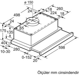 Resim Bosch DFT63CA21T Serie 2 Teleskopik Aspiratör 