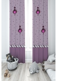 Resim Mekta Home Bebek Ve Çocuk Odası Çizgili Kalpli Prenses Kız Desenli 2 Kanat Fon Perde 