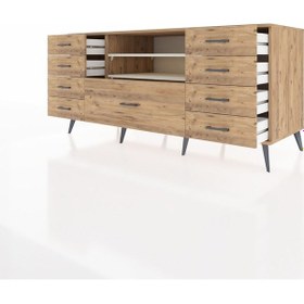 Resim Kronos Konsol 2 Raflı 9 Çekmeceli 176x59x83 Çam-aytaşı/çam Aytaşı/çam 