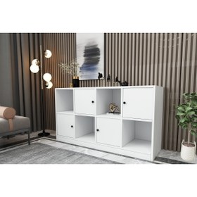 Resim Rafli Dolapli Konsol Beyaz 130 Cm Kns-1014-ç 