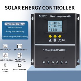Resim MPPT Güneş Şarj Kontrol Cihazı 12V/24V/36V/48V Otomatik Algılama LCD Ekranlı, Akıllı MPPT Takip Sistemi, USB- (USB-V/H/S/P), Aşırı Voltaj/Aşırı Akım/Aşırı Isınma/Aşırı Süre Koruması, Oto Kapanma ve Zamanlayıcı ile RV'ler, Tekneler için 