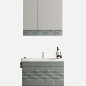 Resim Gold Banyo Lacia Aynalı 80 cm Takım Banyo Dolabı Gri 