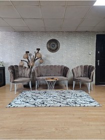 Resim SEVİNÇ MOBİLYA Beyaz Boyalı Tel Ayak Papatya Çay Seti Koltuk Takımı , Çay Seti , Papatya Çay Seti , Koltuk Takımı 