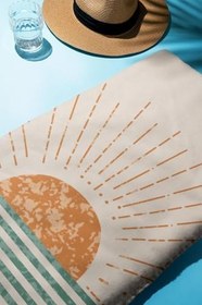 Resim Dijital Baskı Plaj Deniz Havlusu Soyut Güneş Desenli Peştamal HVL0153 