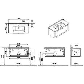 Resim VitrA Root Classic Tek Çekmeceli Lavabo Dolabı 100 Cm 68829 Çok Renkli 