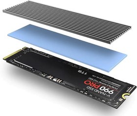 Resim JEYI N80 M.2 NVMe SSD Alüminyum Soğutucu Kasa, Pasif Soğutma, Siyah Mat, Termal Ped ile 