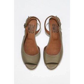Resim Bueno Shoes Haki Deri Kadın Topuklu Sandalet 