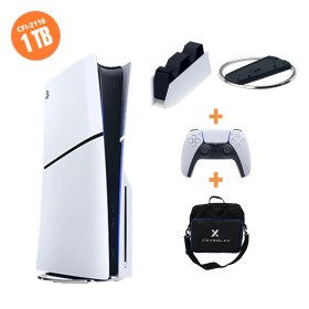 Resim Sony PS5 Slim Standart (CFI-2116) 1TB Tek Kol Şarj İstasyonu Dikey Stand ConsoleX Çanta 