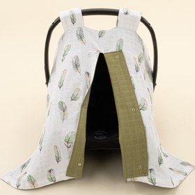 Resim Puset Örtüsü - Çift Taraflı - Koyu Fıstık Yeşili Muslin - Yeşil Tüy 