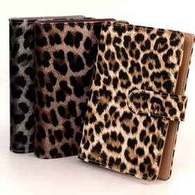 Resim QS A6 Leopar Desenli Bütçe Ciltli Fermuarlı Zarflar - Su Geçirmez Suni Deri Nakit Organizatör Planlayıcı, Manyetik Kapatma, Harcama Takibi & Tasarruf Hedefleri İçin, A6 Halkalı Ciltlere Uygun, Bütçe Ciltli Nakit Zarfları 