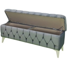 Resim Vavonni Sandıklı Puf Bench Puf 140 CM Krem A+ Kalite 