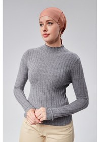 Resim Sonbaharmoda Kadın Tesettür Likralı Penye Dikişsiz Kaymaz Düz Bağlamalı Bone Gül Kurusu 