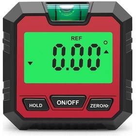 Resim Kırmızı Dijital İklinometre: 0.05 Hassasiyetli Açı Ölçer, Mıknatıslı, Baloncuk Seviye, Pil İle Teslim Ahşap, Otomobil, Makine İmalatı 