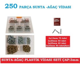 Resim Vida Seti Ahşap Plastik V.B 250 Parça Çap 3 MM Boy 13-20-25 MM 
