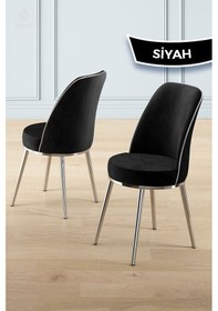 Resim Canisa Lai Serisi 90x168 Lak Panel Sonata Masa Ve 4 Siyah Sandalye Krom Kaplama Ayak Sonata Masa Siyah Sandalye Ayaklar Krom 