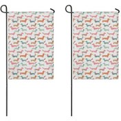 Resim Dachshund 2'li Çift Taraflı 12x18 İnç Bahçe Bayrağı Seti, Dış Mekan-a10 12+ 