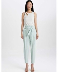 Resim DeFacto Gabardin Kumaş Pantolon Paperbag Cepli Yüksek Bel Kısa Paça Bilek Boy C7534AX24SMGN1114 