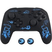 Resim Gaojunshop01 Siyah Mavi Ralan Oyun Kumandası Kılıfı Dayanıklı Silikon Dragon Desen 