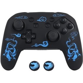Resim Gaojunshop01 Siyah Mavi Ralan Oyun Kumandası Kılıfı Dayanıklı Silikon Dragon Desen 