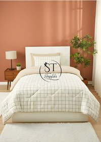 Resim Tek Kişilik Welsoft Puffi Yorgan 155x215 1 Adet Yastık Kılıflı Pamuklu % Yumuşak Bej 