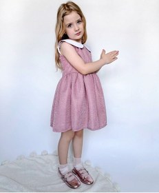 Resim Linola Baby Kids Shiny Simli Bebe Yakalı Çocuk Elbisesi Pembe 