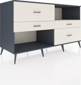 Resim Kronos Konsol Tek Raflı 4 Çekmeceli 176x59x99 Antrasit-aytaşı Antrasit-aytaşı 