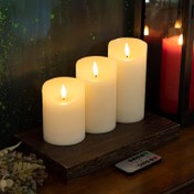 Resim 3 Adet Alevsiz LED Mum Işığı, Uzaktan Kumandalı Kısılabilir Pil ile Çalışır (AA Dahil Değildir), Plastik Beyaz Dekoratif Mumlar Sevgililer Günü, Noel, Düğün Atmosferi Için 