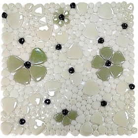 Resim MozaiKristaL Tüm Yüzeyler Için Damla Çiçek Desenli, 31,5x31,5cm. Fileli Cam Mozaik.(10 FİLE KARO=1 M2 FİYATI) 