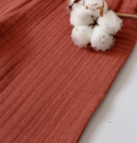 Resim LaLoomOrganics 4 Katlı Organik Pamuk Müslin Bürümcük Tarçın Çocuk Pantolon 