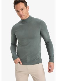 Resim Defacto Slim Fit Dar Kesim Balıkçı Yaka Basic Düz Triko Kazak R1127az25wnkh412 Haki 