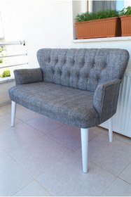 Resim Azra Aksesuar Ikili Balkon Koltugu - Kanepe - Keten Kumaş - Bekleme Koltugu -çay Seti Koltugu - Açık Gri 