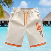 Resim Erkek Yaz Konforlu Nefes Alabilen Rahat Spor Beş İnç Şort, Kontrast Dikiş, Moda Baskı Desen, Polyester Kumaş, Makinede Yıkanabilir 